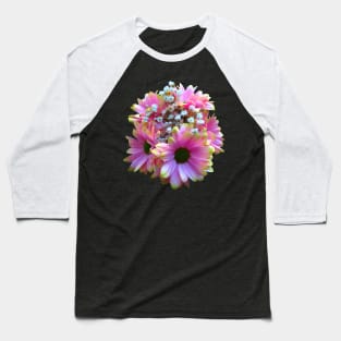 bunch of flowers pink yellow daisy daisies bloom Baseball T-Shirt